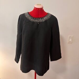 J Crew, beaded, linen top